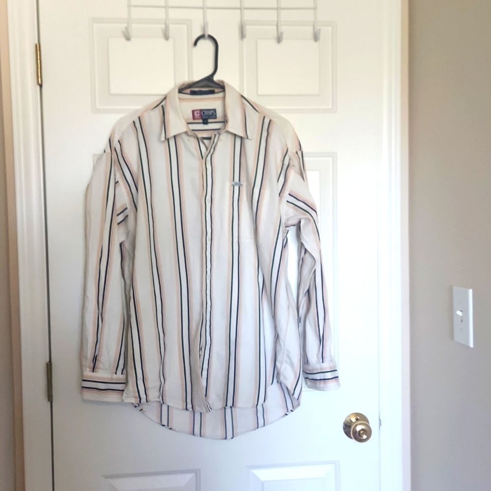Mens Chaps Ralph Lauren Size M Top 100% Cotton Pink White Green
